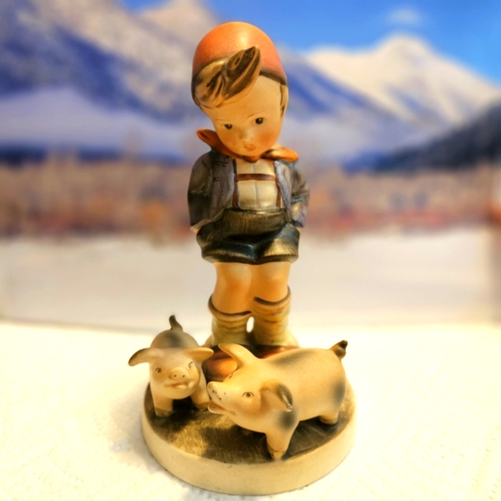 Farm Boy Hummel & Goebel, W. Germany Bee V stamp.